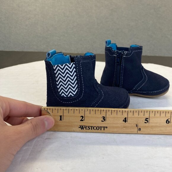 Robeez First Kicks‎ Maddox Navy Leather Boot Size 6-9 Months Zipper,Baby, New - Picture 9 of 16